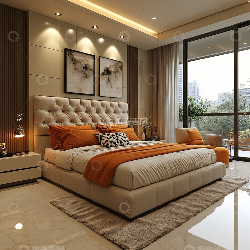 高清大图下载【趣麦麦图】大床头板中性色调