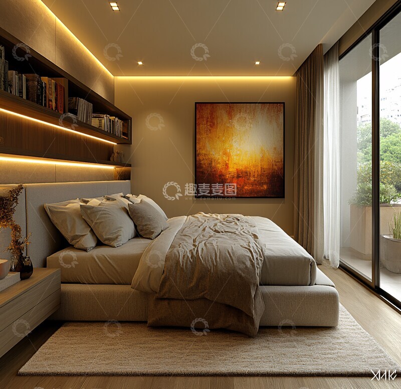 高清大图下载【趣麦麦图】现代卧室软光墙艺