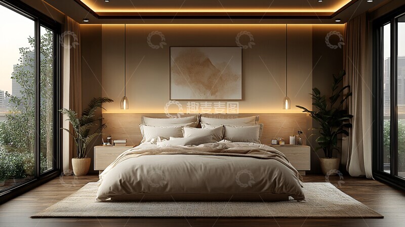 高清大图下载【趣麦麦图】灰色系卧室设计3