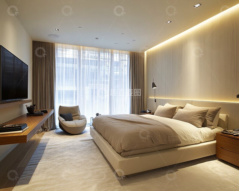 高清大图下载【趣麦麦图】白色墙壁灰色窗帘