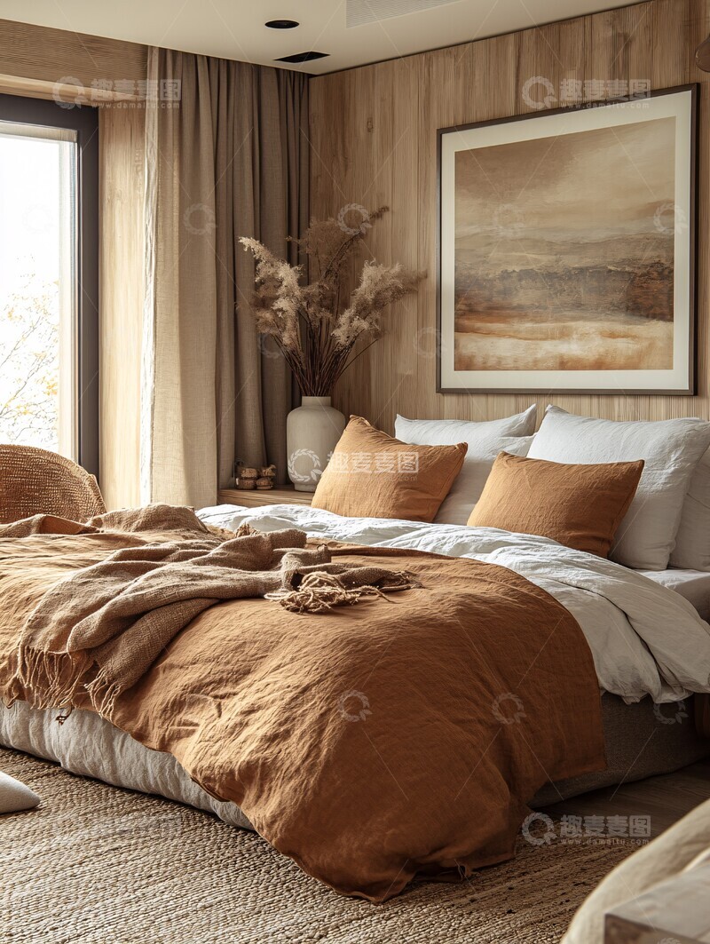 高清大图下载【趣麦麦图】-小地毯划分卧室区域