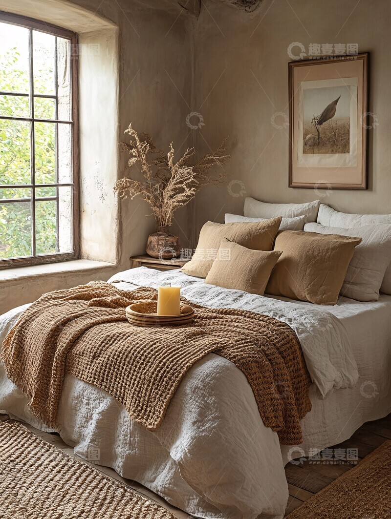 高清大图下载【趣麦麦图】-小地毯划分卧室区域1