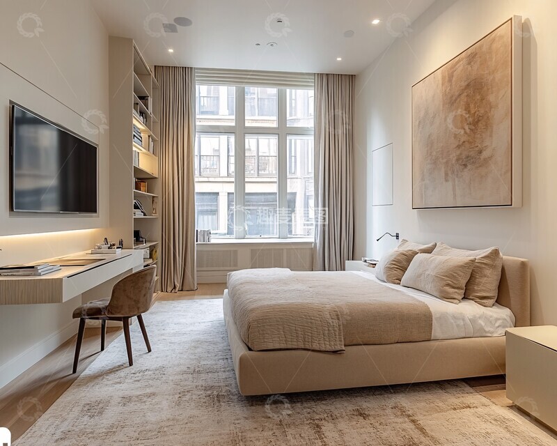 高清大图下载【趣麦麦图】白色墙壁灰色窗帘2