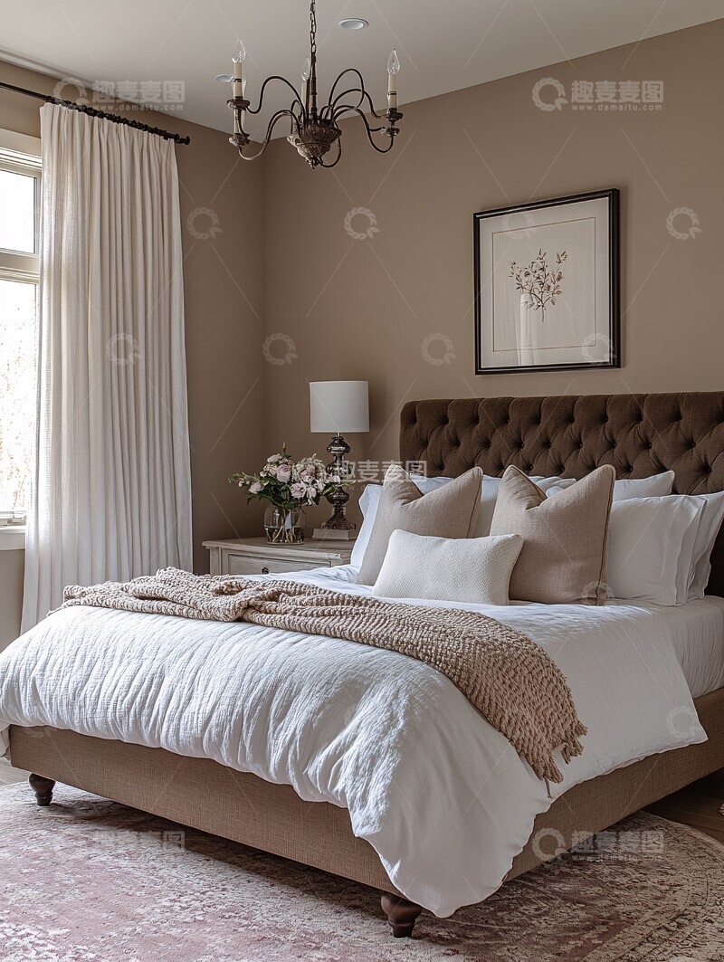 高清大图下载【趣麦麦图】大床卧室木地板2