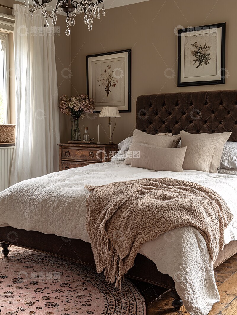 高清大图下载【趣麦麦图】大床卧室木地板