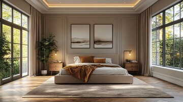 墙饰边桌床组全览