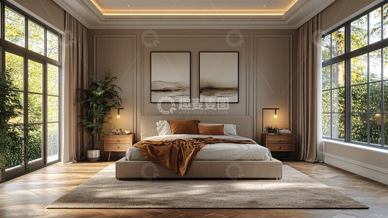 墙饰边桌床组全览