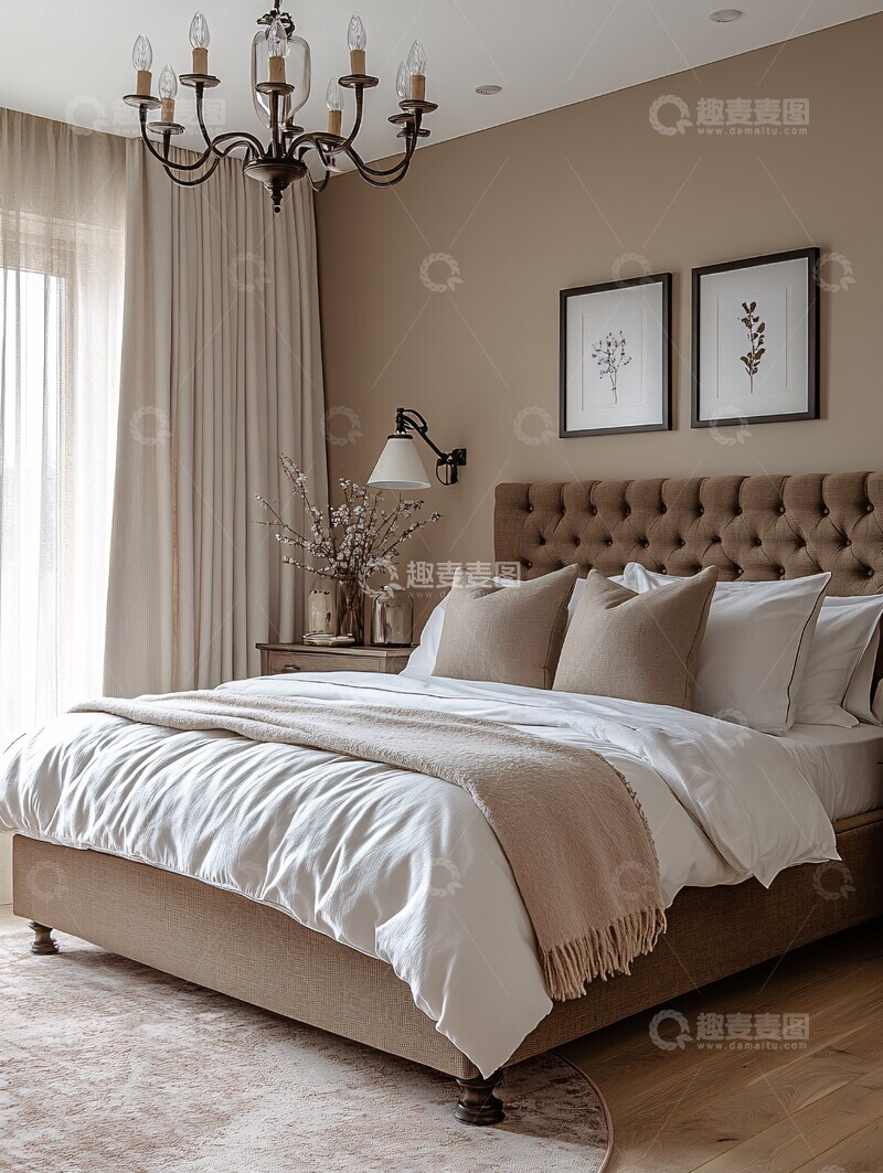 高清大图下载【趣麦麦图】大床卧室木地板1