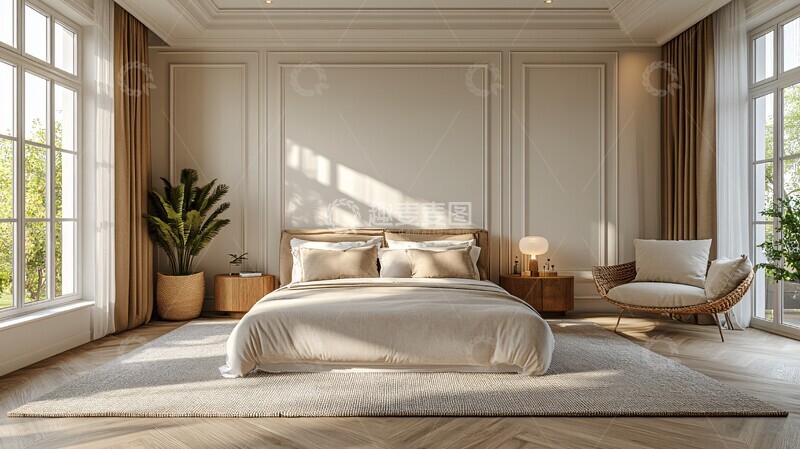 墙饰边桌床组全览2