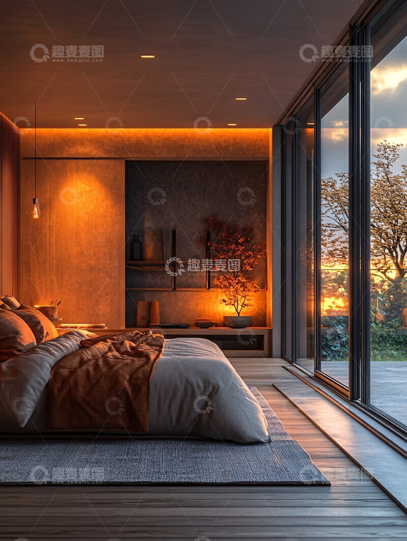 高清大图下载【趣麦麦图】卧室夜景卧室夜景暖光