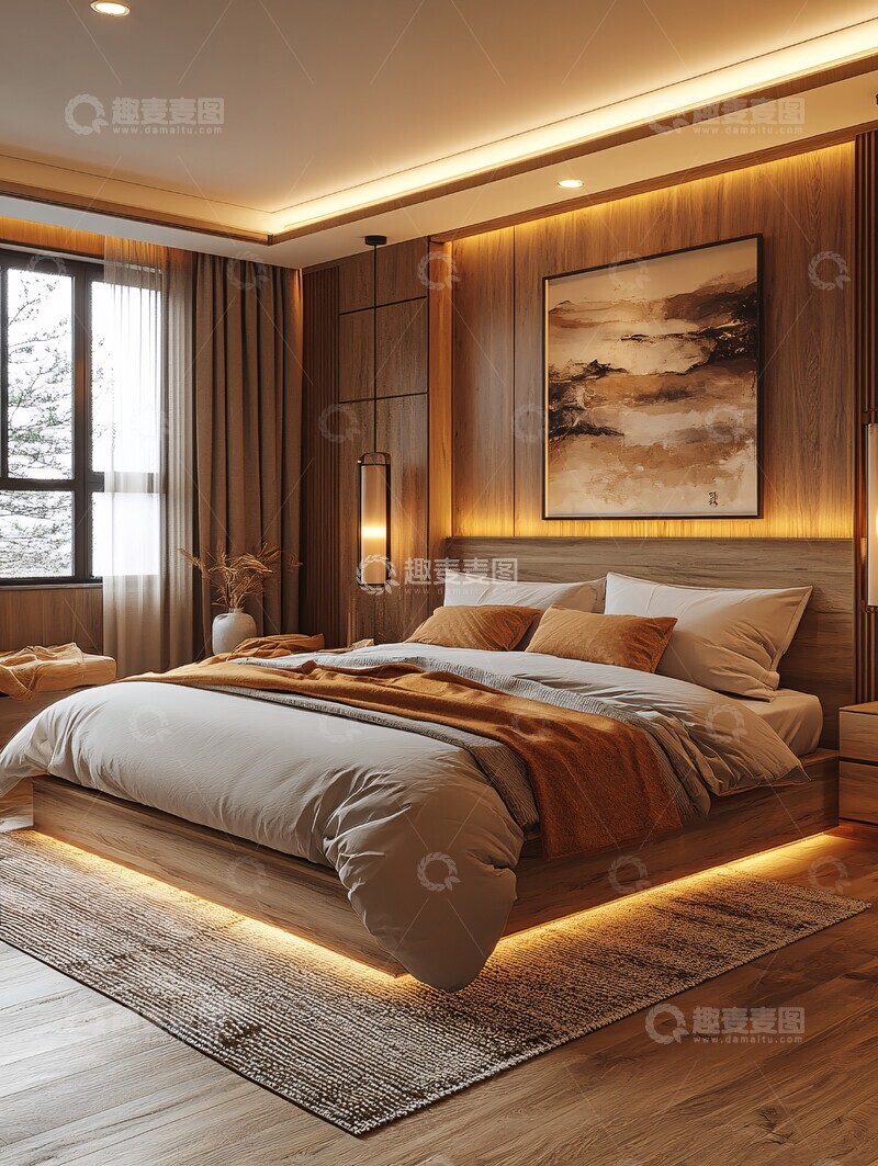 高清大图下载【趣麦麦图】卧室夜景卧室夜景暖光2