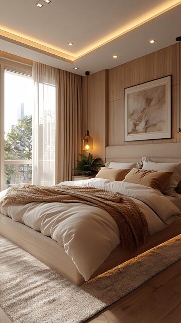 浅色木地板卧室