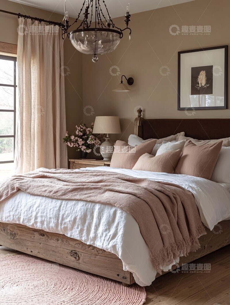 高清大图下载【趣麦麦图】大床卧室木地板3