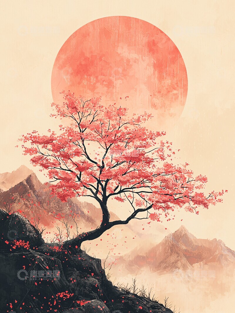 高清大图下载【趣麦麦图】樱花树简约设计