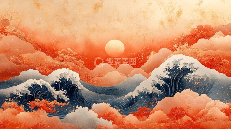 高清大图下载【趣麦麦图】和服图案背景2