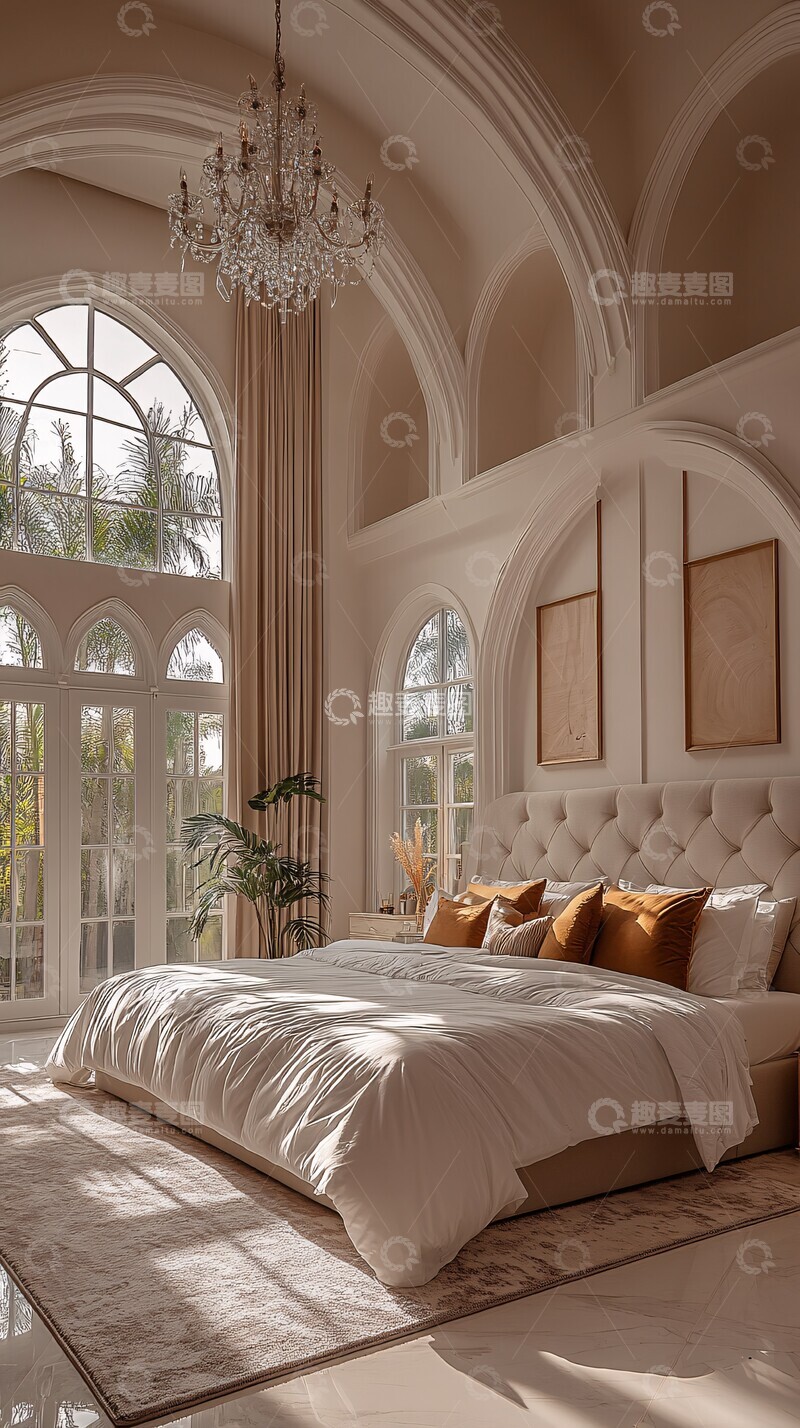 高清大图下载【趣麦麦图】高窗拱门卧室设计1
