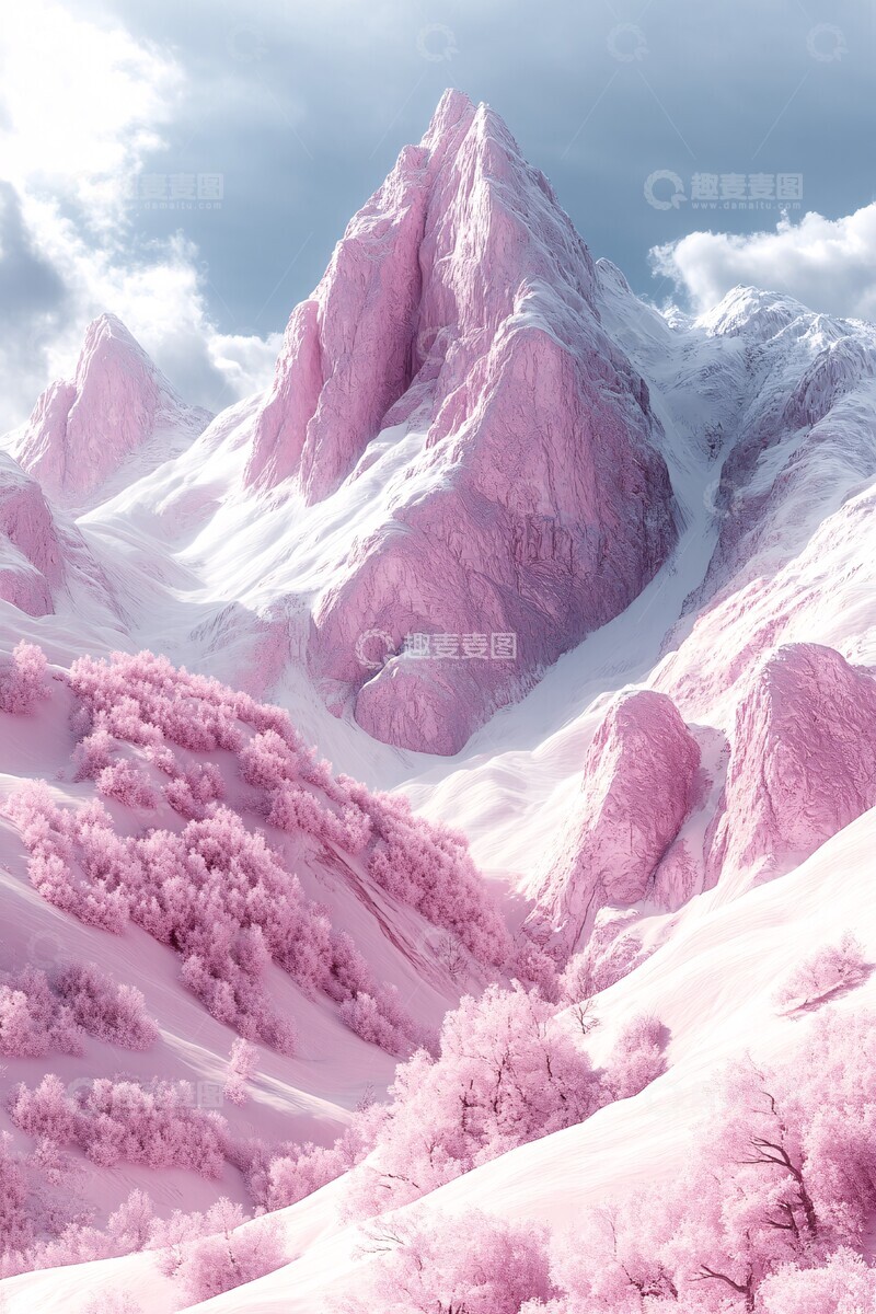 高清大图下载【趣麦麦图】粉色山峦粉色山峦天空2