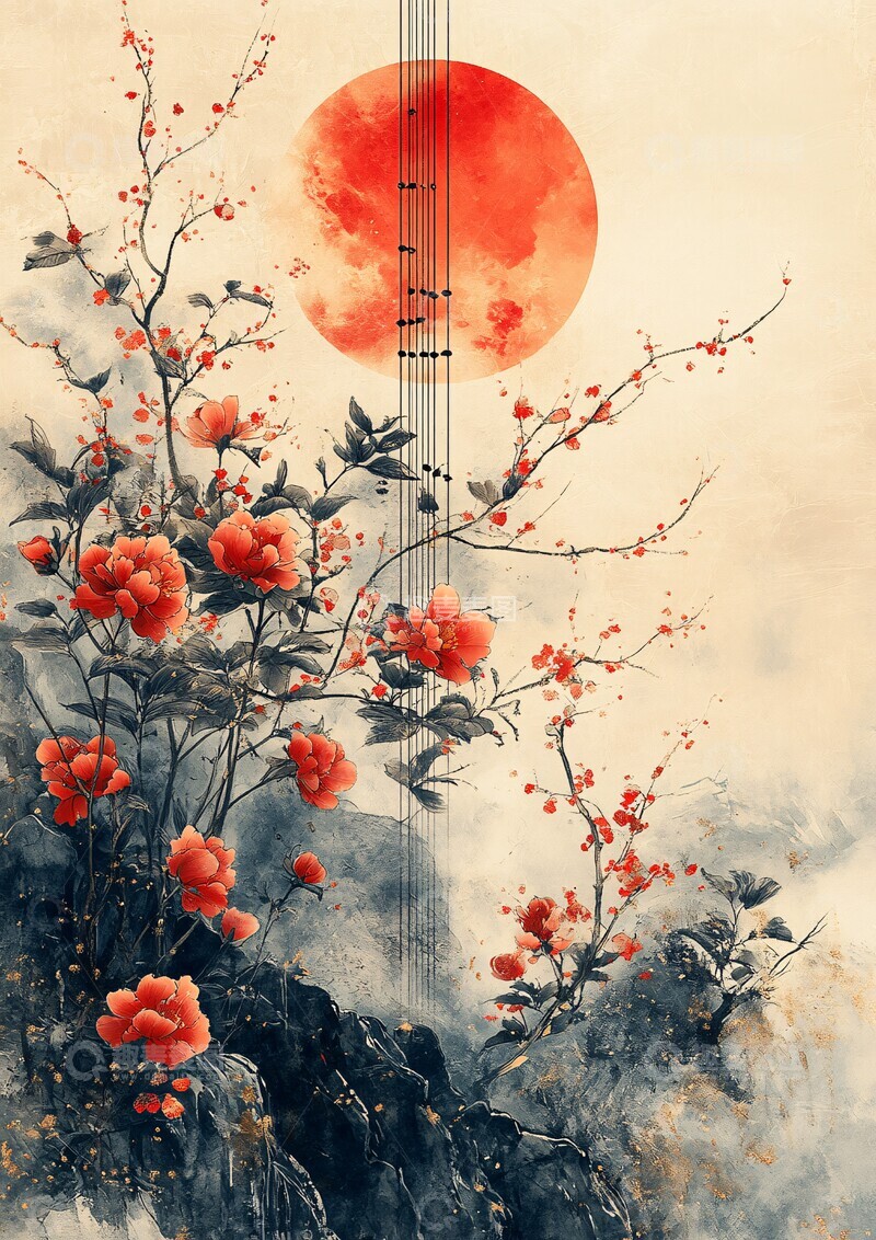 高清大图下载【趣麦麦图】丝带音符交织图案