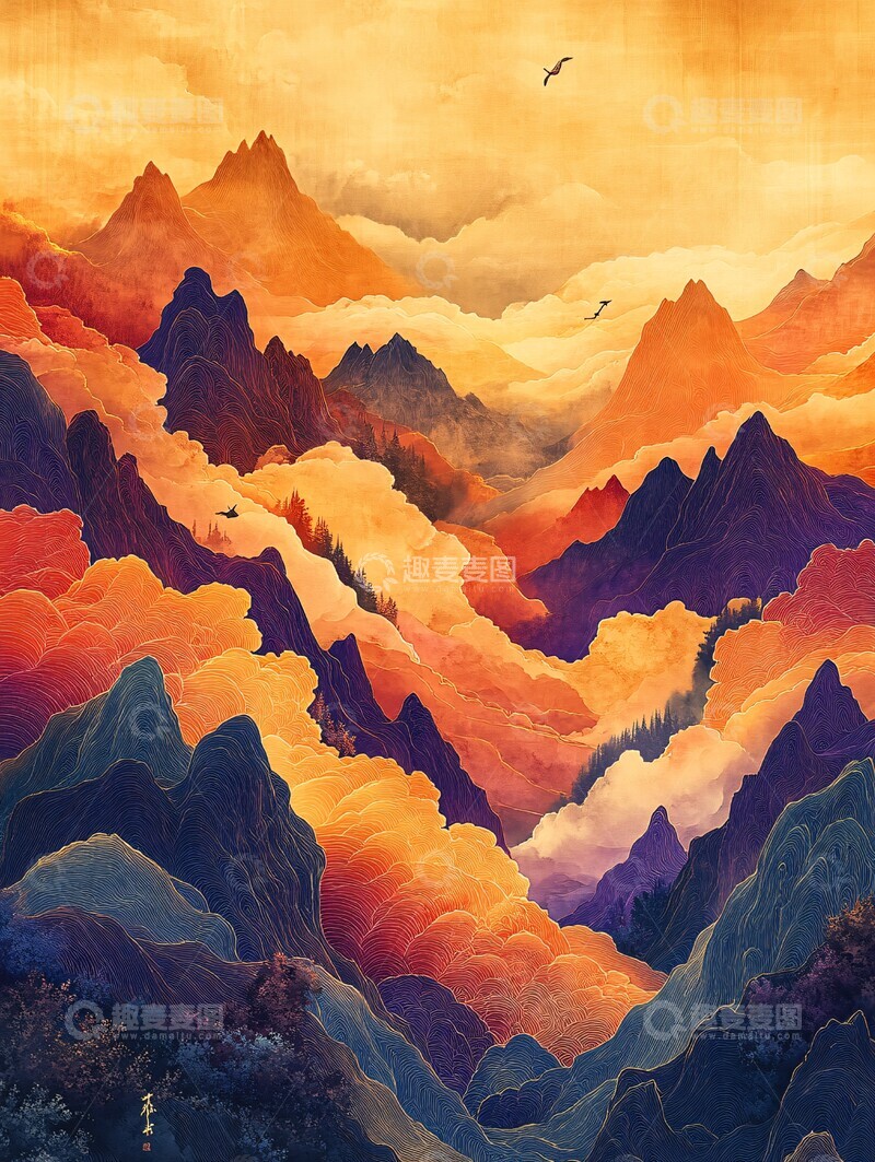 高清大图下载【趣麦麦图】云间龙纹飞翔图2