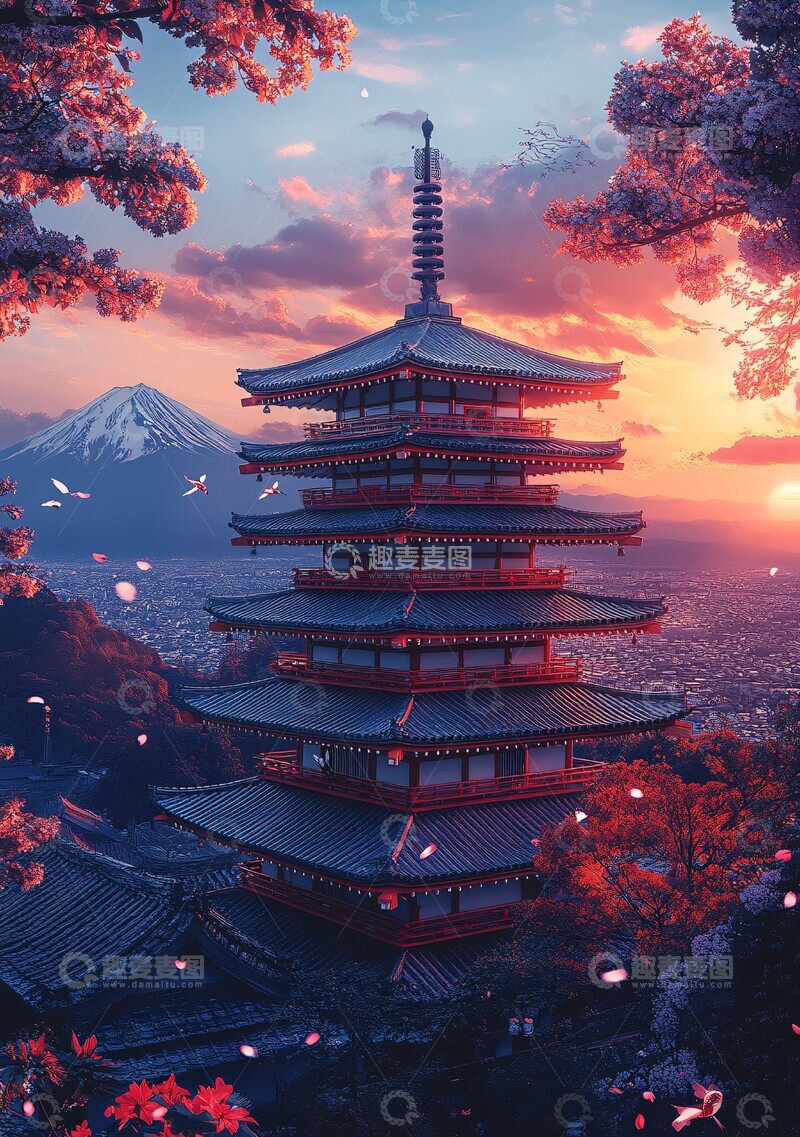 高清大图下载【趣麦麦图】樱花鲤鱼图案曼陀罗