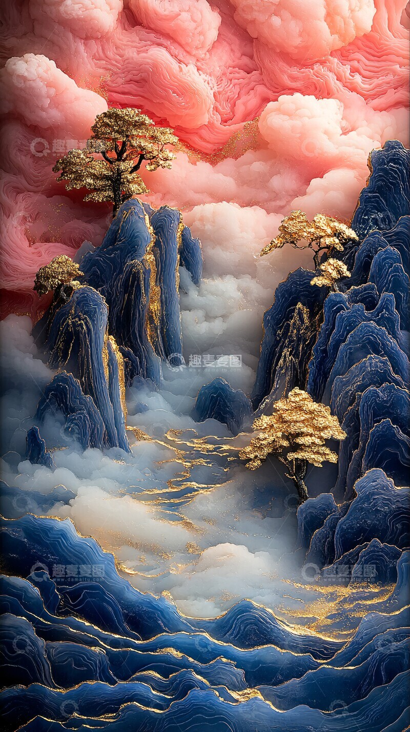 高清大图下载【趣麦麦图】金线云彩玉雕图1
