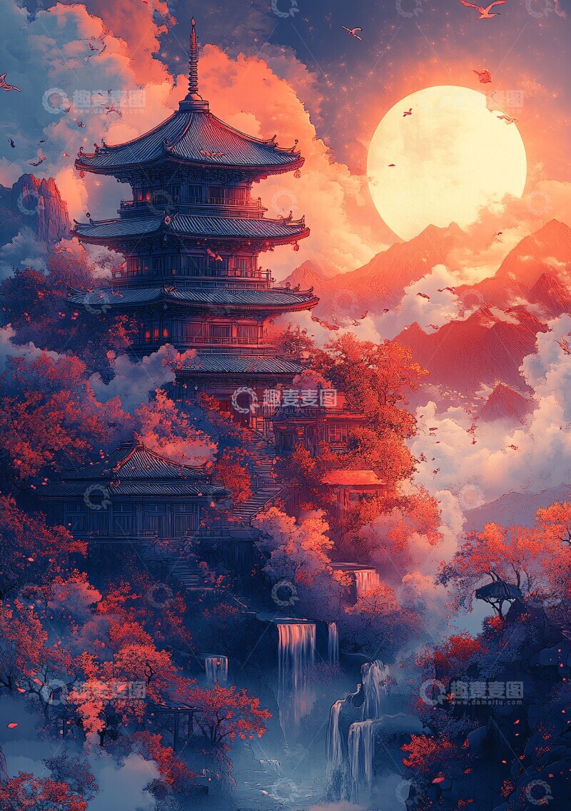 高清大图下载【趣麦麦图】樱花鲤鱼图案曼陀罗2