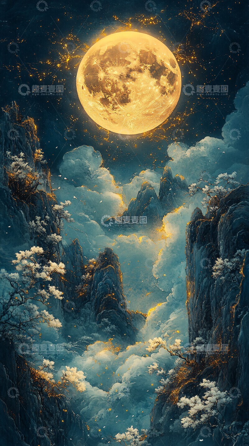 高清大图下载【趣麦麦图】月光女神与白兔3