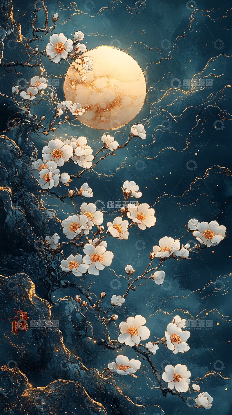 高清大图下载【趣麦麦图】月光女神与白兔1