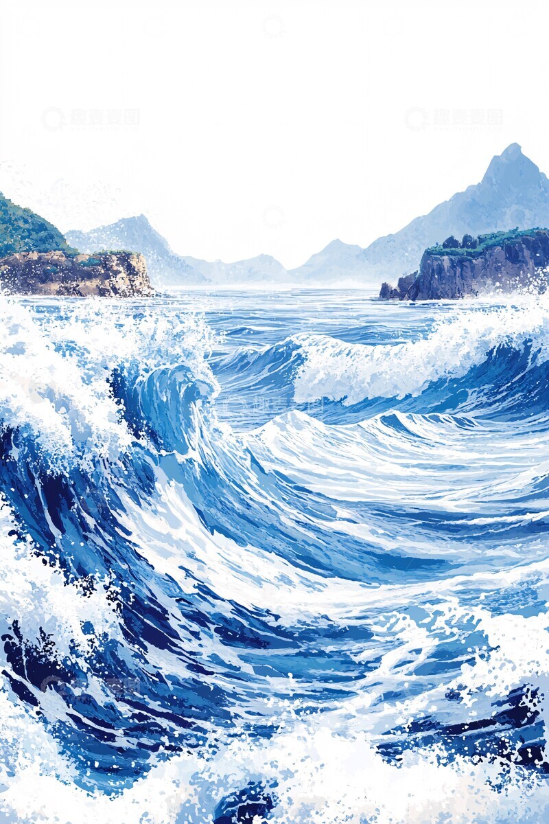 高清大图下载【趣麦麦图】海浪与山石海浪山石波浪