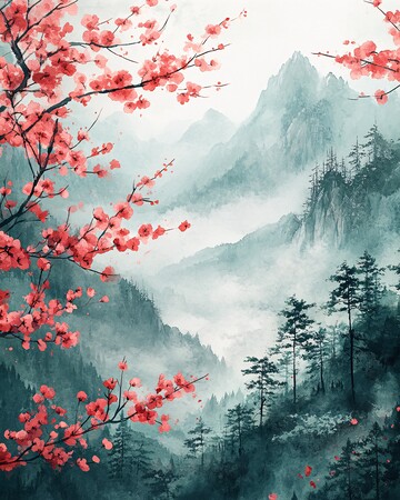 四季茶香四季文化水彩