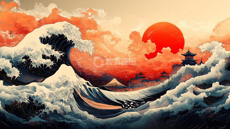 高清大图下载【趣麦麦图】棕色日本图案1