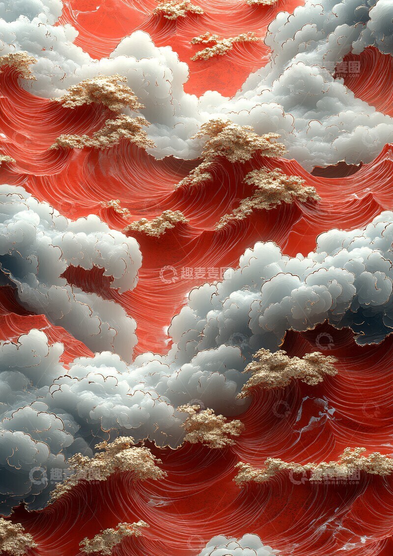 高清大图下载【趣麦麦图】红云波纹浮雕2