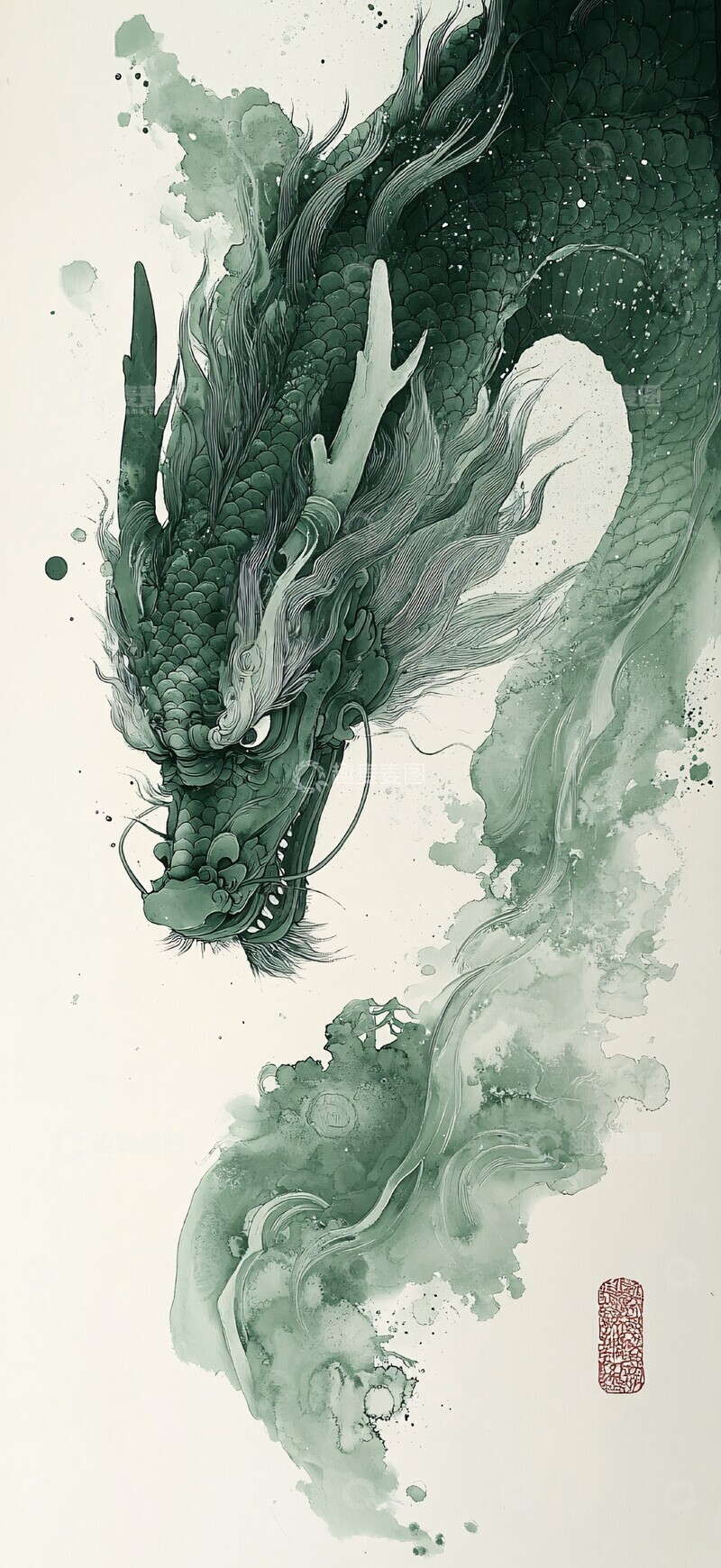 吴冠中龙纹水墨1