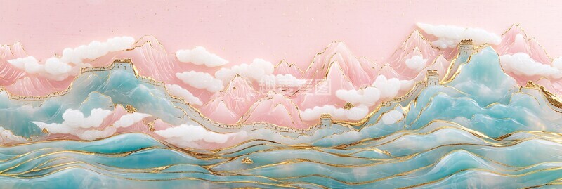 高清大图下载【趣麦麦图】长城云山金玉图1