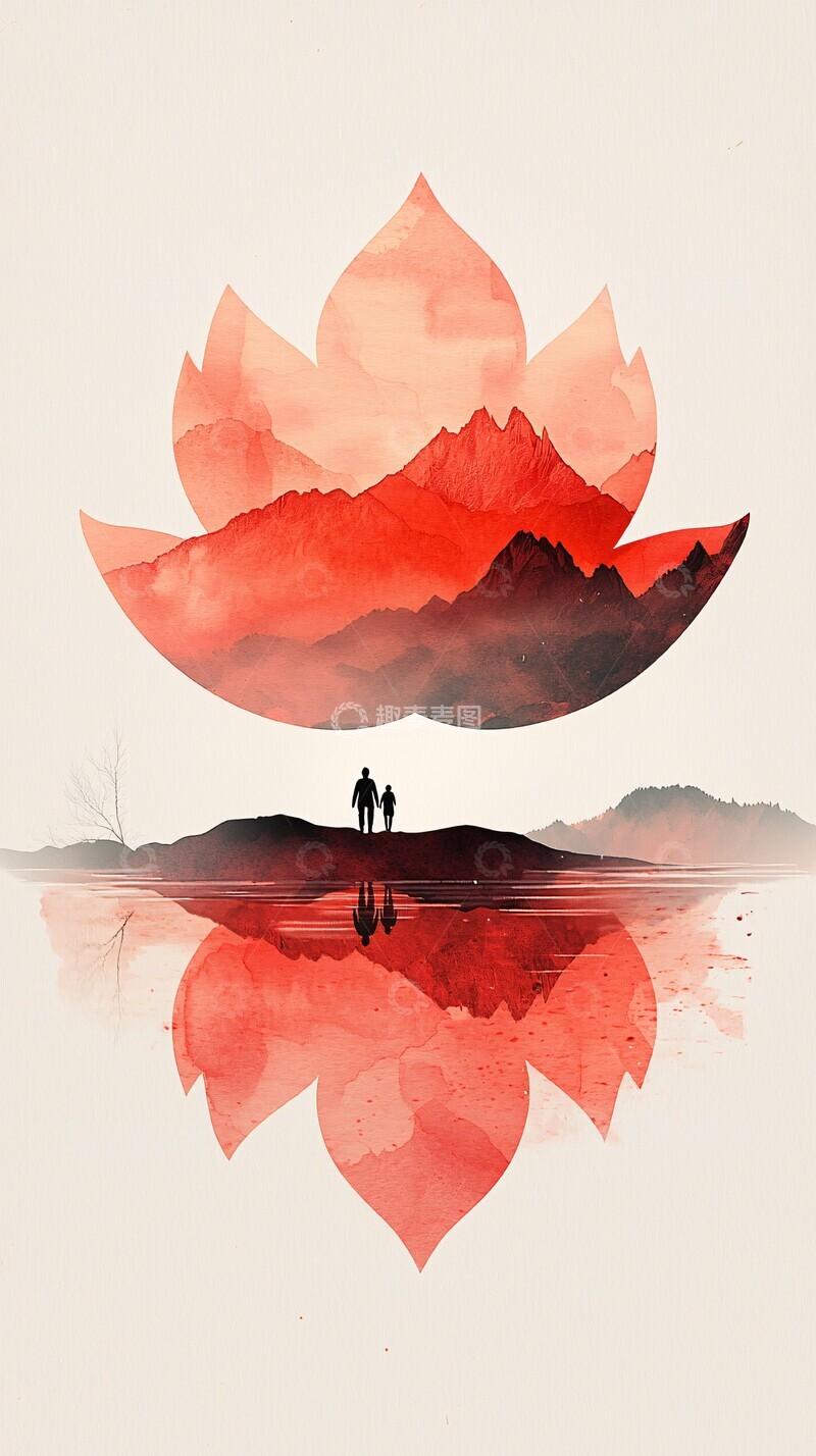 高清大图下载【趣麦麦图】山坡花朵花朵人物简约1