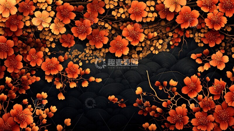 高清大图下载【趣麦麦图】棕色日本图案2