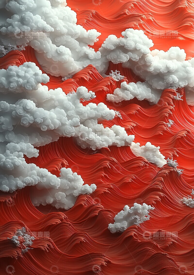 高清大图下载【趣麦麦图】红云波纹浮雕3