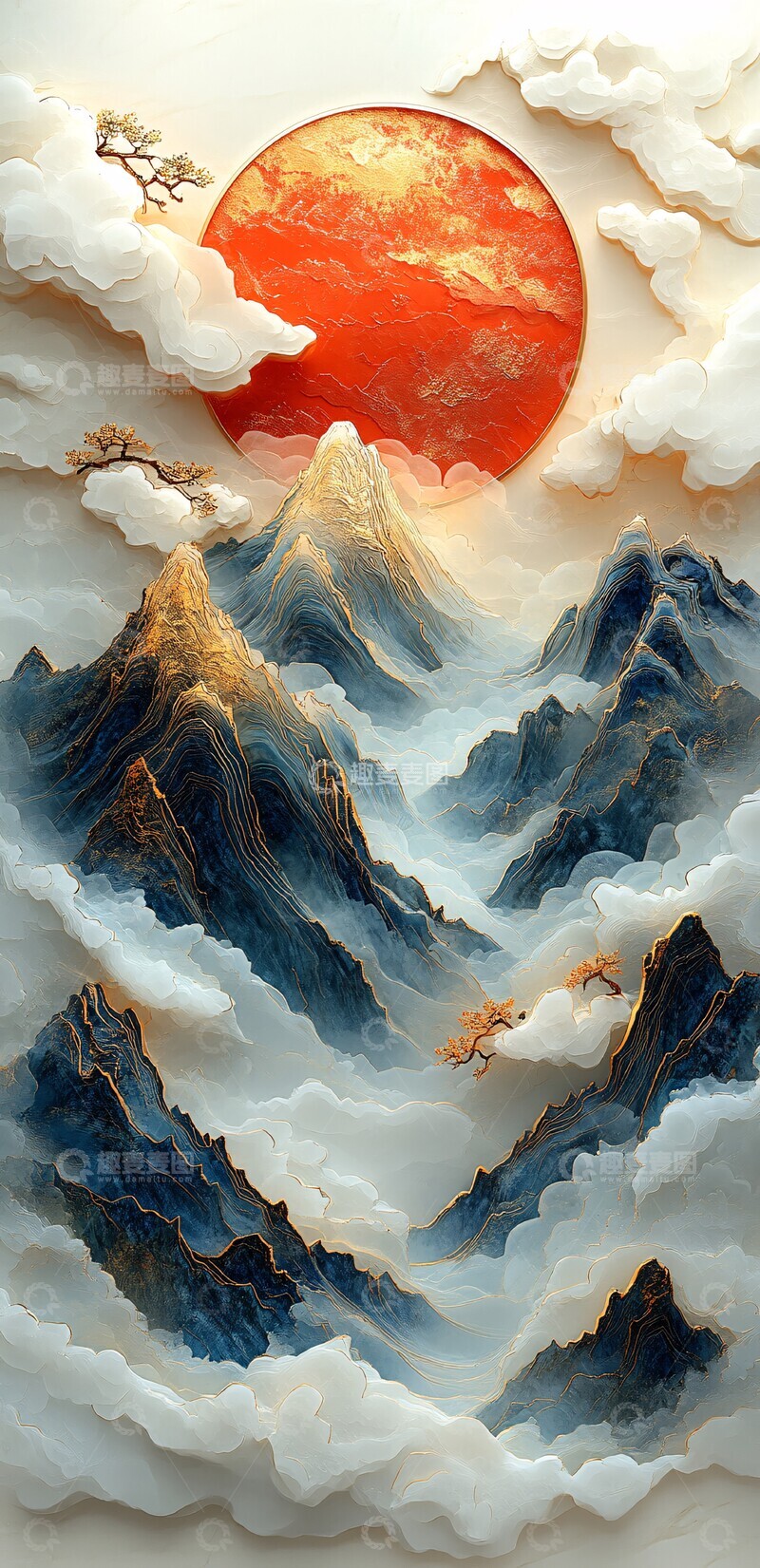 高清大图下载【趣麦麦图】金色山峦云雾缭绕3