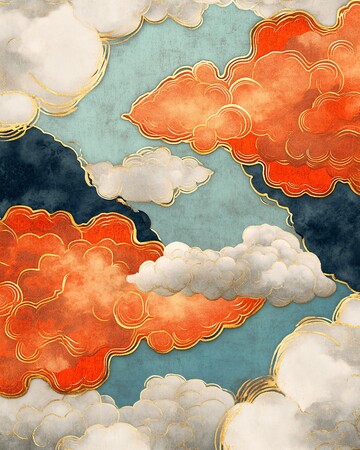 云纹图案金边红灰1