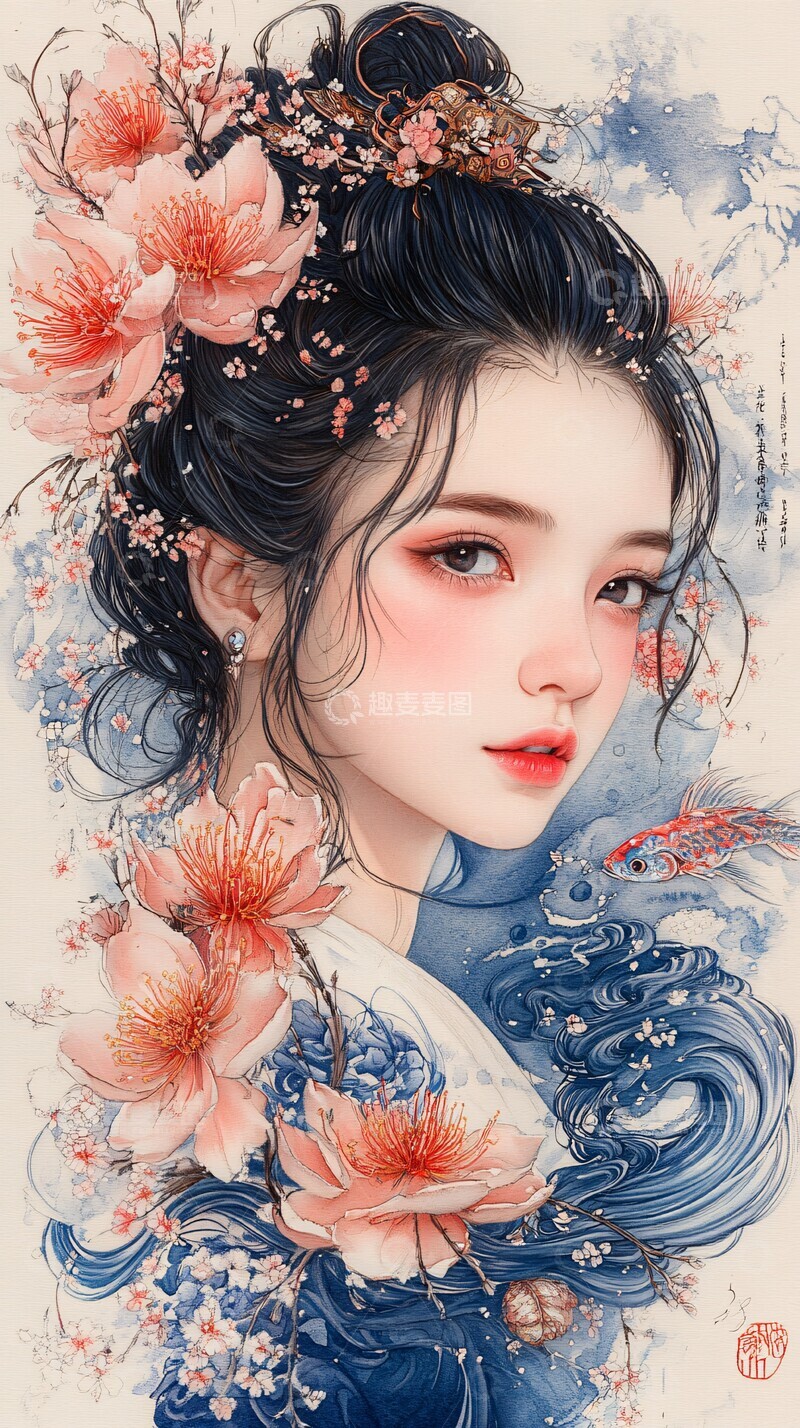 高清大图下载【趣麦麦图】浮世绘风挂饰与纸伞1