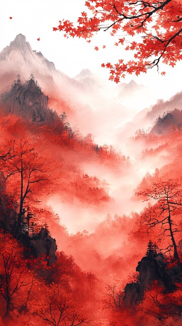 红枫山景红枫秋色重叠3