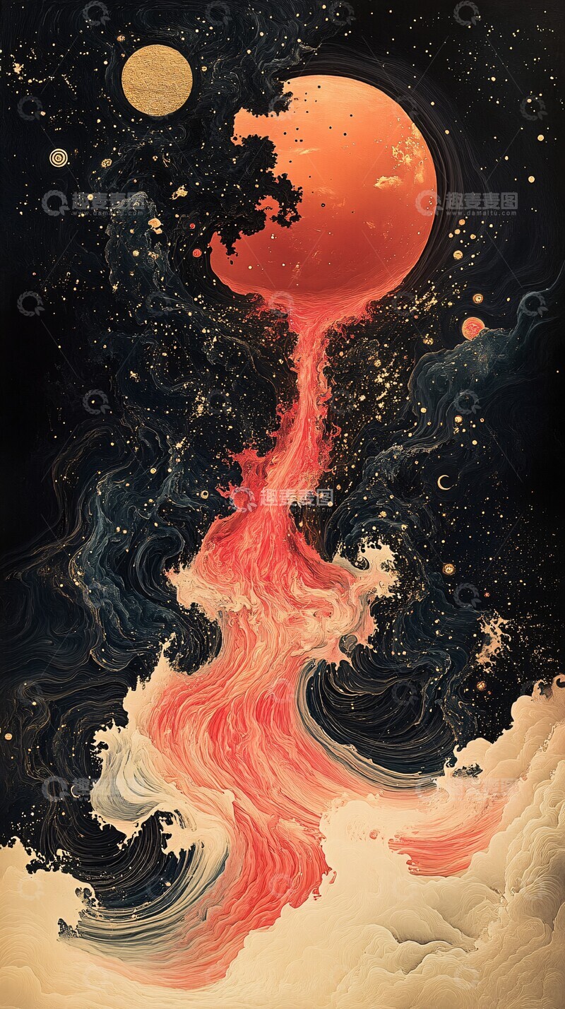 高清大图下载【趣麦麦图】黄金海岸熔岩飞溅