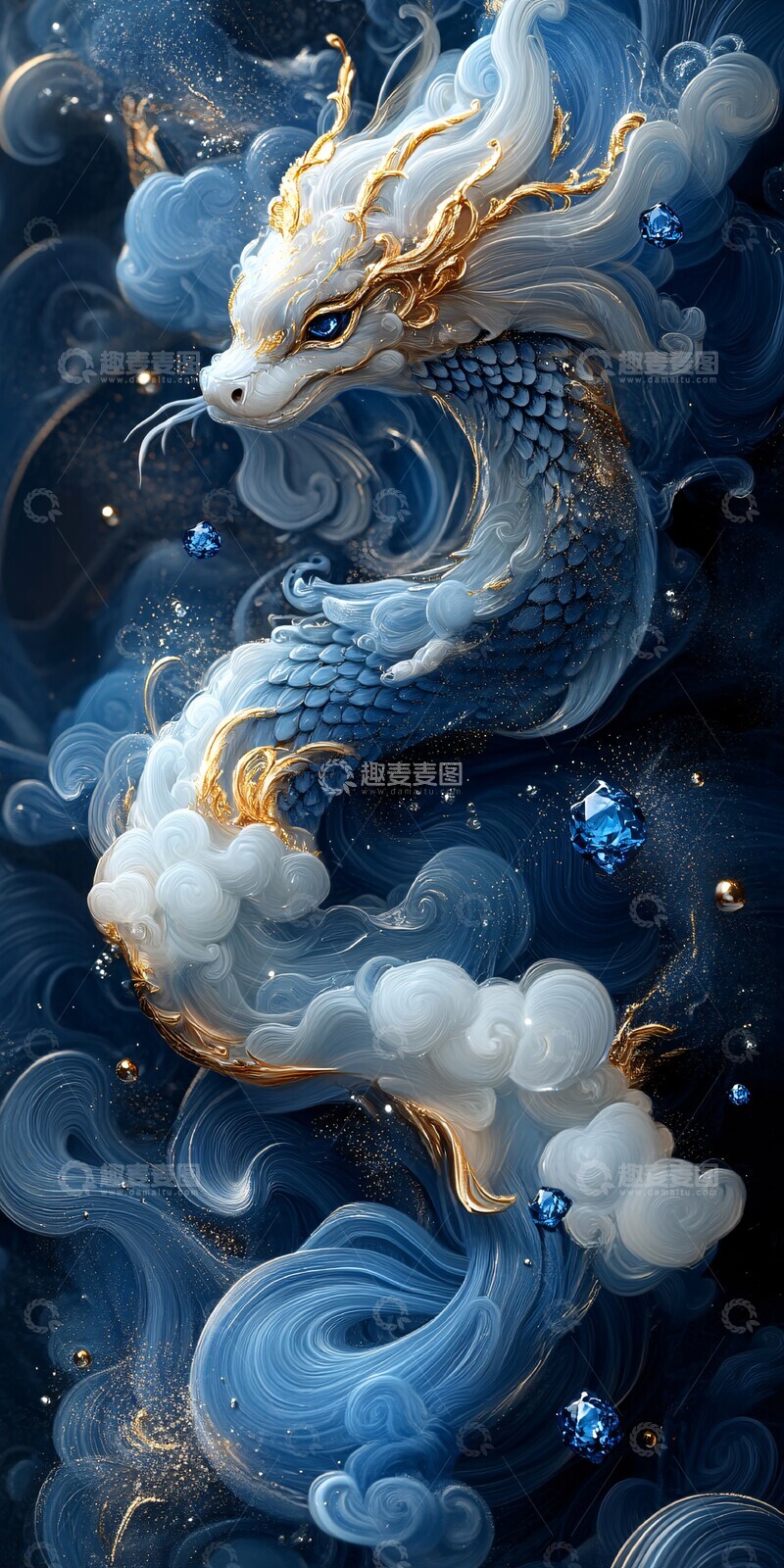 高清大图下载【趣麦麦图】云纹蛇形宝石图