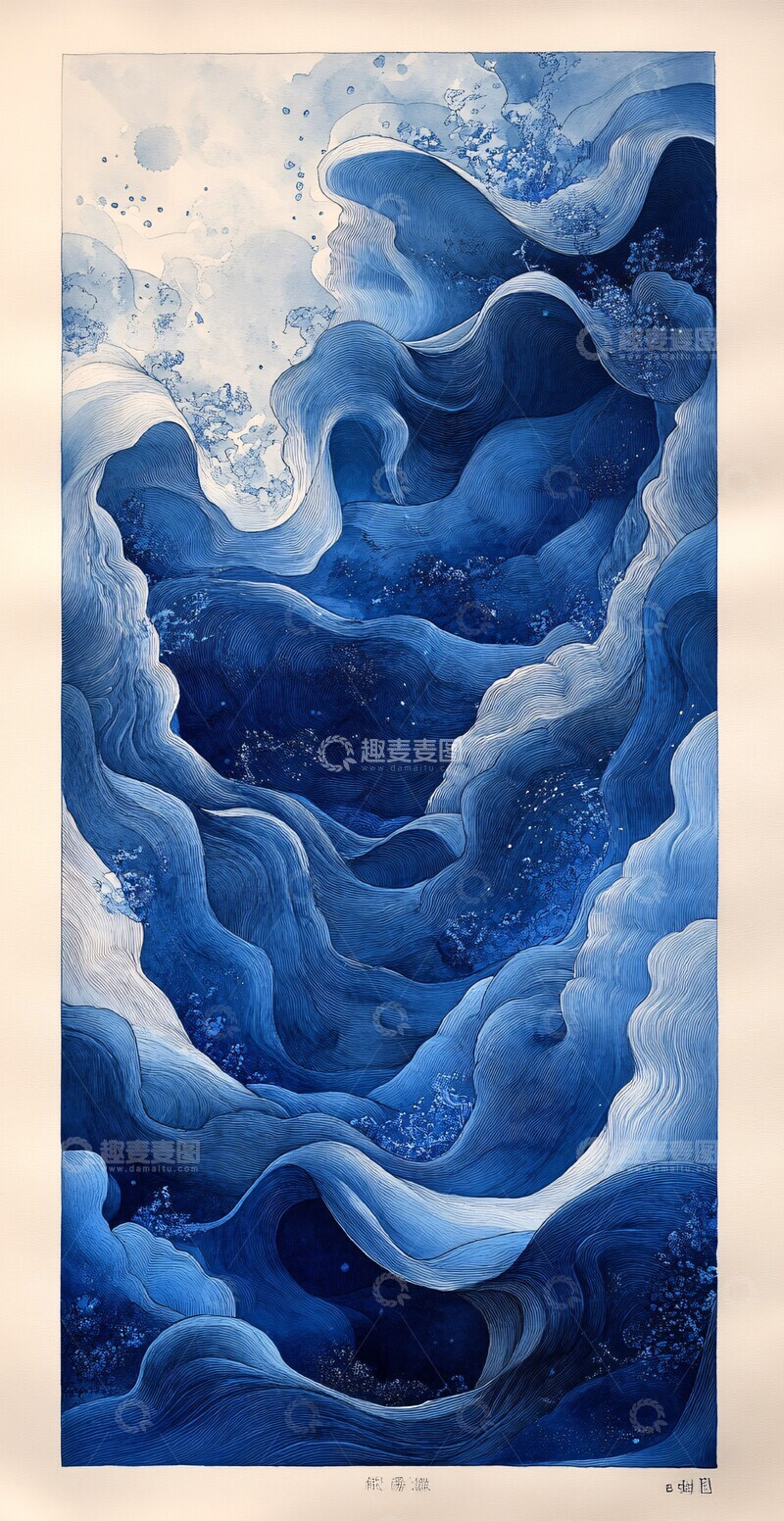 高清大图下载【趣麦麦图】蓝色波浪图案