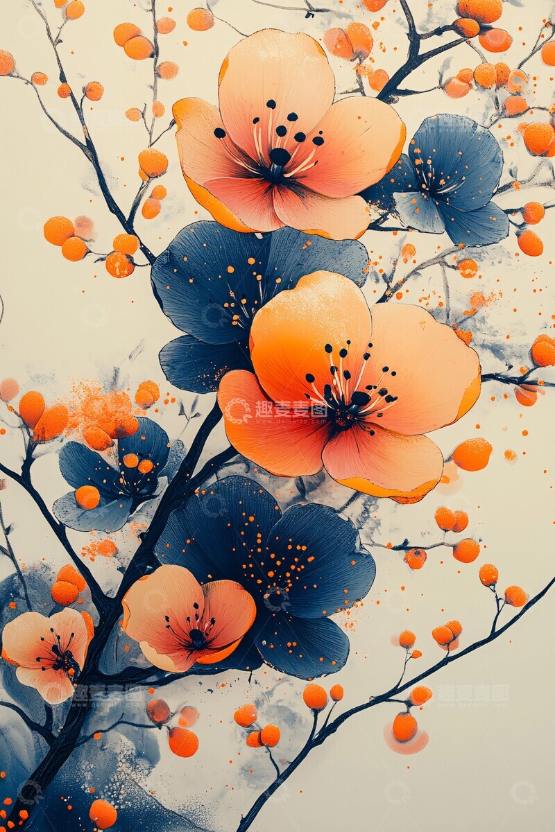 高清大图下载【趣麦麦图】新年花卉喷绘