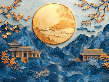 金边云纹金属画1