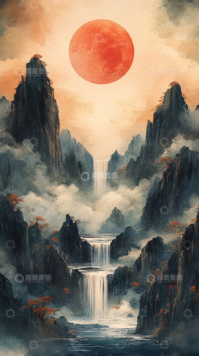 高清大图下载【趣麦麦图】嫦娥祥云山水流2