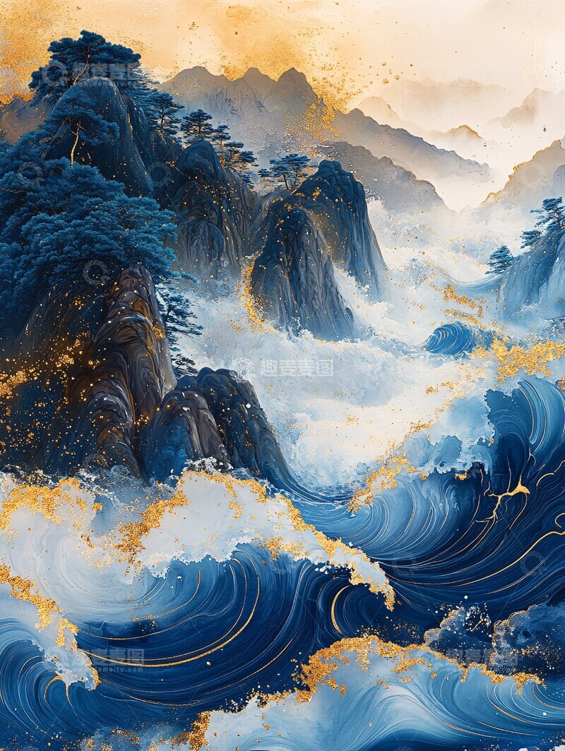 高清大图下载【趣麦麦图】抽象幻彩水墨画1