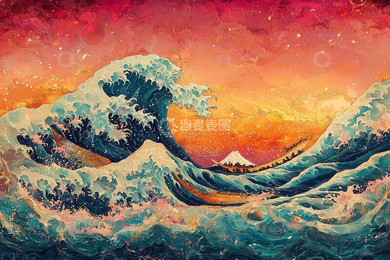 高清大图下载【趣麦麦图】大浪融合华丽装饰