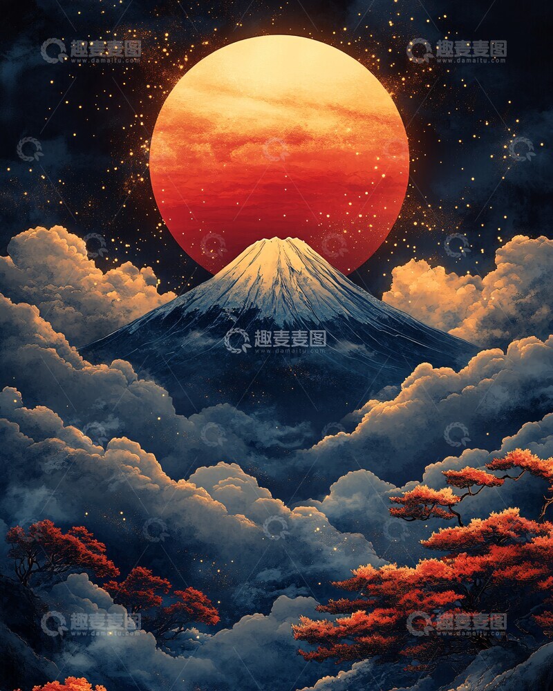 高清大图下载【趣麦麦图】富士山日出富士山日出雪峰3